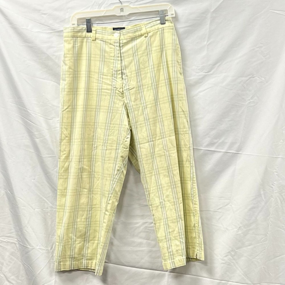 Burberry Yellow Plaid Wide Leg Pants